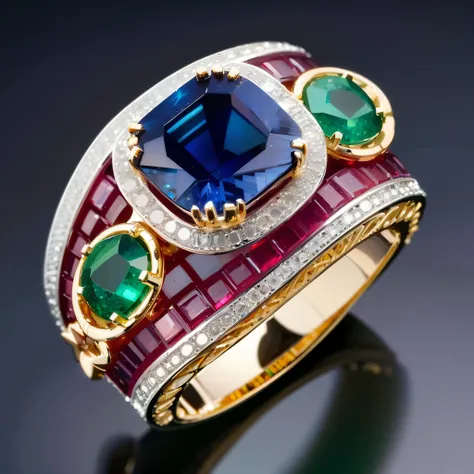 an exquisite piece of jewelry, meticulously crafted with an array of precious gemstones