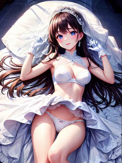 hight resolution, top-quality,  ultra-quality, The ultra-detailliert, lighting like a movie、white church、Wedding Panties、Wedding Bra、Wedding gloves up to the arm、