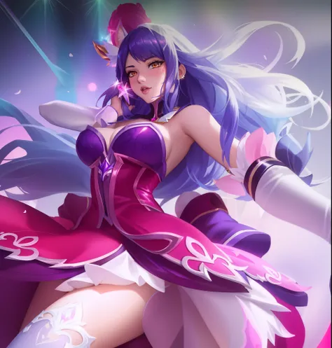 um close up de uma mulher em um vestido com uma espada, Serafim Ahri KDA, Artgerm extremamente detalhado, Irelia, Estilo Artgerm, Ahri, star guardians, splash arte anime loli, Personagem de League of Legends, mobile legends, Estilo Artgerm, Modelo IG | Art...