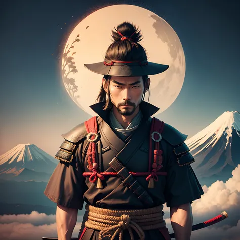 Samurai on front mt fuji