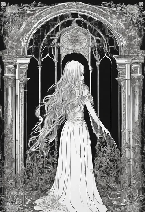 a young girl in a tattered white dress, her long hair obscuring part of her melancholic face. Her eyes appear dim, and an eerie smile crosses her pale visage from time to time. She stands in the corner of a dark room, as if waiting with profound sadness. Y...