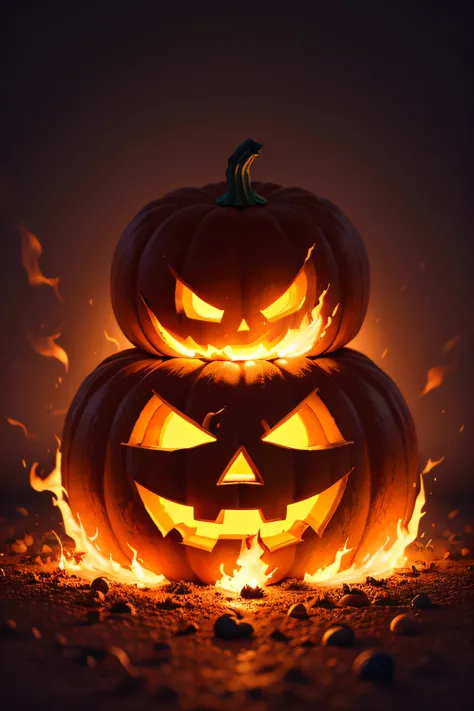 Hallowen pumpkin on fire