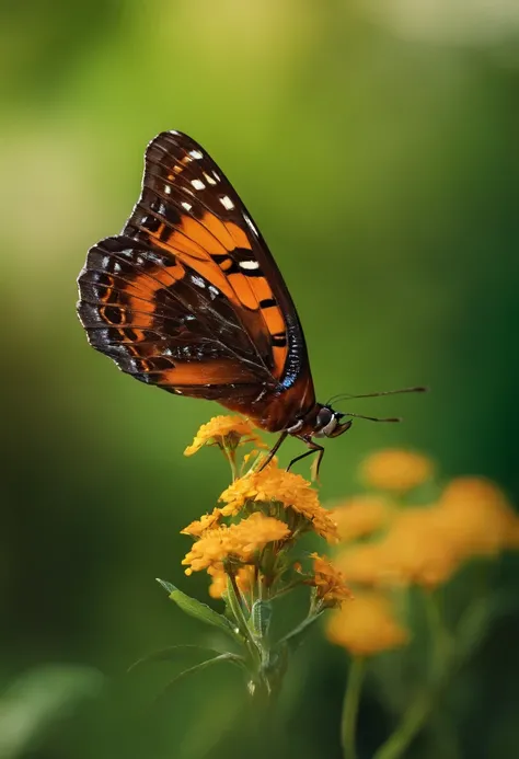 Crie uma borboleta com asas abertas, borboleta mecanica, detalhes intrincados e hd