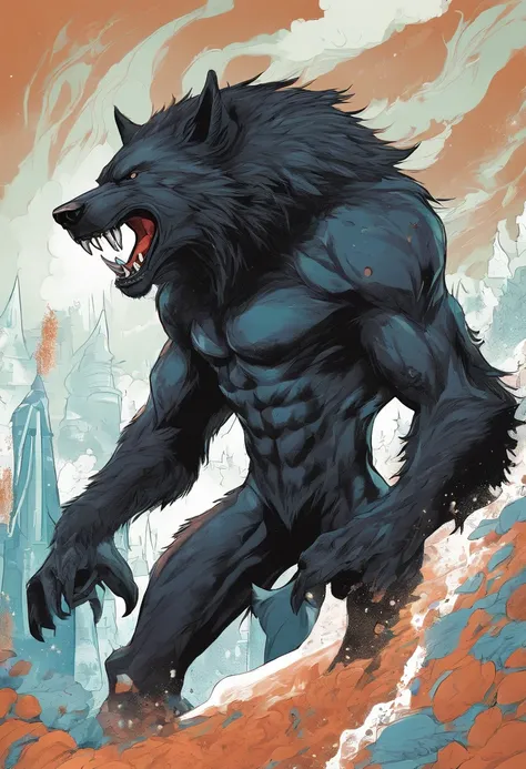 werewolf gigantic black humanoid wolf.