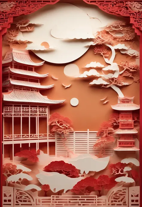 mid-autumn festival，Guanghan Palace，Moon，Laurel，arte em papel cortado，Works of masters