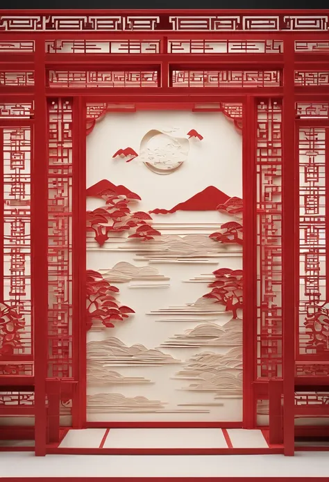 Mid-Autumn Festival，Guanghan Palace，Moon，laurel，arte em papel cortado，Works of masters