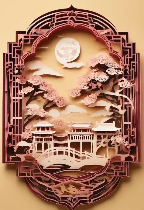 Mid-Autumn Festival，Guanghan Palace，Moon，laurel，arte em papel cortado，Works of masters