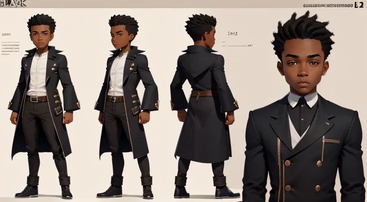 black boy character, model sheet, 2d