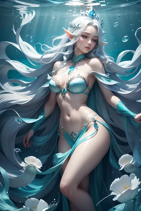 masterpiece:1.1,The Elf of the Sea is a mesmerizing and ethereal creature, adorned with an iridescent shimmer that mirrors the vibrant colors of the ocean. Standing tall and graceful, their slender form is reminiscent of the graceful waves that dance upon ...