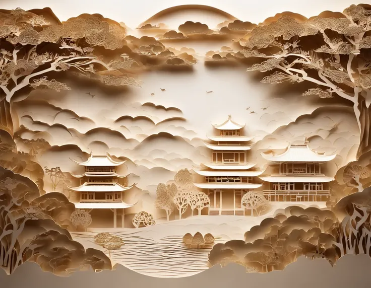 Chinese landscape painting，Skysky，baiyun，rios，Beautiful and exquisite scenic spots