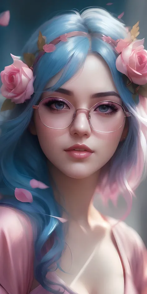 a close up of a woman with blue hair and glasses, artwork in the style of guweiz, ig model | artgerm, artgerm. high detail, artgerm portrait, extremely detailed artgerm, artgerm detailed, style artgerm, kawaii realistic portrait, artgerm. anime illustratio...