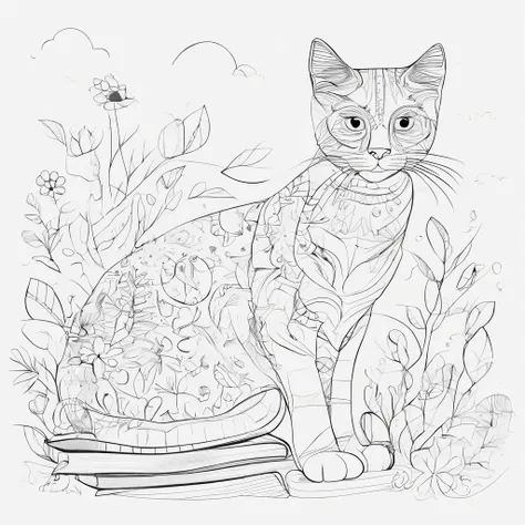 gato,desenho infantil, livro para colorir, perfeito