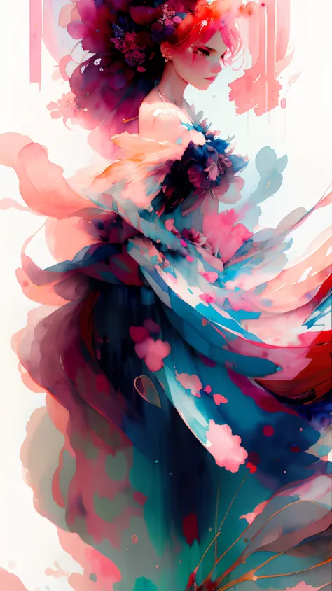 wtrcolor style, (rose) digital art, official art, blown by the wind, masterpiece, beautiful, ((watercolor)), paint splatter, intricate detail. Great detail, [dripping:0.7], Trending on Artstation, Rachel Walker