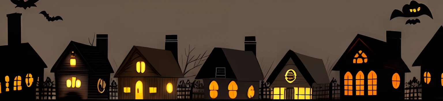 Halloween neighborhood, spooky haunted houses, ghost, ghouls, email banner