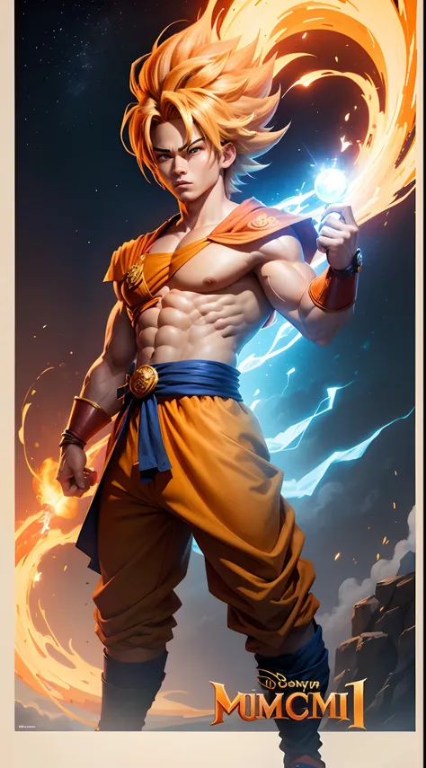 Um poster de um filme da Disney, with the Story of Som Goku, um lindo poster