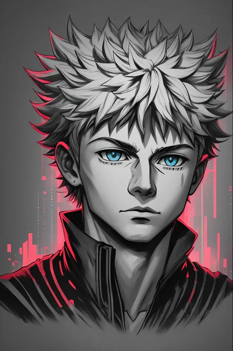 silhouette of killua zoldyck, cyberpunk, intricate, symmetrical, 8K, highly detailed --auto --s2