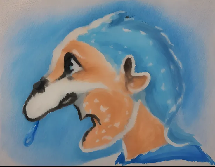 Drawing of a man with mustache and beard with a tear, an anthropomorphic blue hedgehog, fechar - perfil para cima, desenhado em papel, perfil lateral cenetered retrato, stylised fox - like appearance, desenhado em caneta de ponta fina, r /arte, r / arte, r...