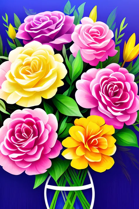 flowers bouquet digital painting