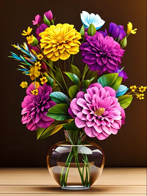 flowers in vase painting, 3d render, steampunk, 4k