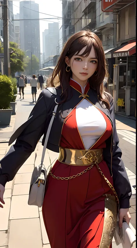 （tmasterpiece，top Quority，best qualtiy，offcial art，Beautiful and aesthetic：1.2），（1girl huge large breasts），waist - up，Tang suit，Hanfu，cyber punk style，mechs，Extremely detailed，Colorful，highestdetailed，offcial art，统一 8k 壁纸，ultra-detailliert，Beautiful and ae...