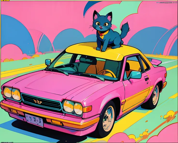 cartoon characters riding in a car with a cat and dog, official art, promotional art, hq artwork, official fanart, steven universe style, steven universe, official artwork, in the art style of 8 0 s anime, 9 0 s anime art style, totorrl, 2d game fanart, ro...