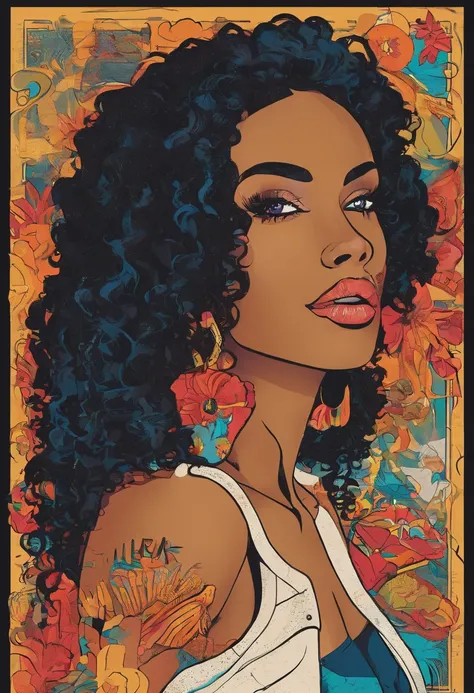 there is a woman with long hair standing in a parking lot, 30-year-old woman from cuba, sza, gorgeous woman, sexy black woman walks past them, doja cat, long black curly hair, ☁🌪🌙👩🏾, she is wearing beige sweater, black tank top with cross necklace , long c...