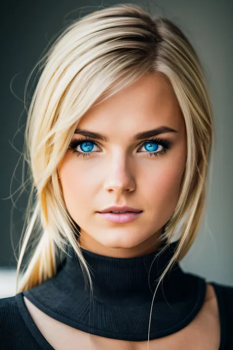 Slender, young, short blonde hair, blue eyes, in office, natural skin texture, 24mm, 4K textures, soft cinematic light, RAW photography, photorealistic, photorealistic, complex, elegant, highly detailed, sharp focus, (((cinematic look))), calm Tone, Insane...