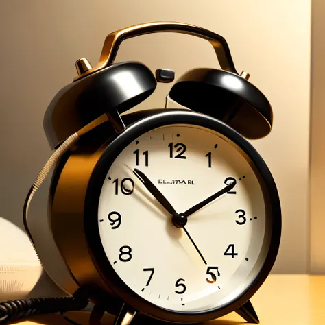 Close-up of an alarm clock ringing early in the morning.