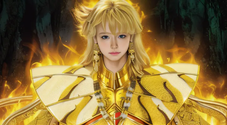 make it look like a real photo, like a real person, realistic, shaka virgo armor, blond hair