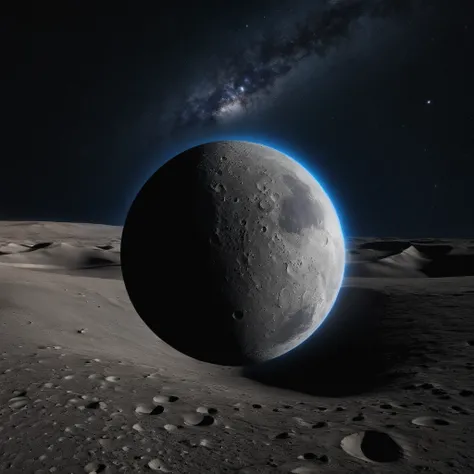 Master Parts、Superior Quality、superior image quality、The 8k quality、Beautiful pictures of the starry sky、magnifica、Arched Milky Way:1.25、Alafed view of Earth from the lunar surface:1.25, Lunar surface, space photo, on the moon, moon background, moon backgr...