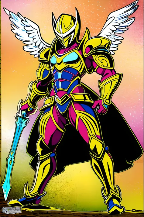 sentai ,, standing solo, weird, bizzare, angelic, divine, aura, celest, male, armor, knight,, full body