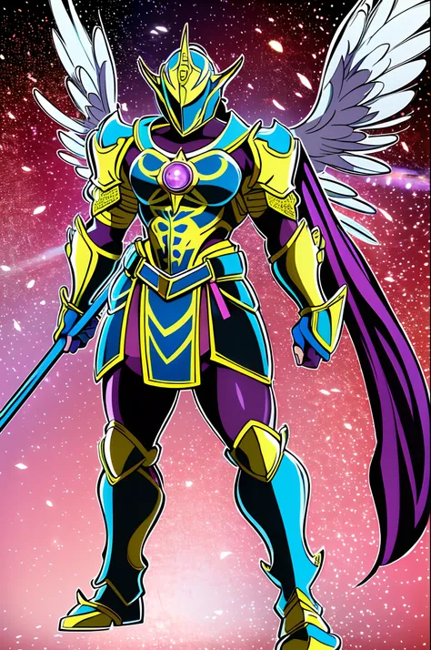 sentai ,, standing solo, weird, bizzare, angelic, divine, aura, celest, male, armor, knight,, full body