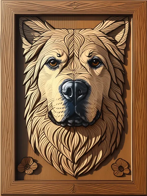 a dog, in the style of intricate woodwork, intricate minimalism, bentwood, detailed realism, intricate cut- outs --auto --s2