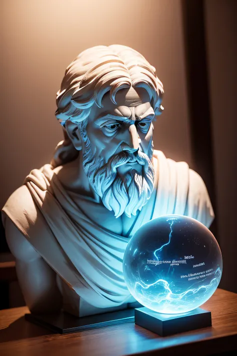 Create an inspiring 8K image depicting a philosopher Plato
Philosopher and mathematician
 3rd-century Greek.C., immortalized as a statue. Ambiente a cena em um ambiente sombrio e misterioso, with the figure of the philosopher blurred, but enigmatically ill...