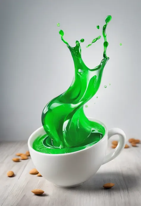 Cup with a bright green liquid