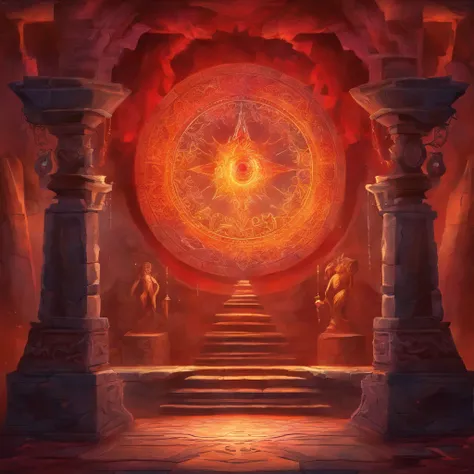 An ancient, enigmatic, and powerful artifact, known as "The Eye of Darkness," is at the center of the image. It rests on an ancient stone pedestal in a secret room in the basement of an old mansion. The artifact is carved from a dark, gleaming, unknown mat...