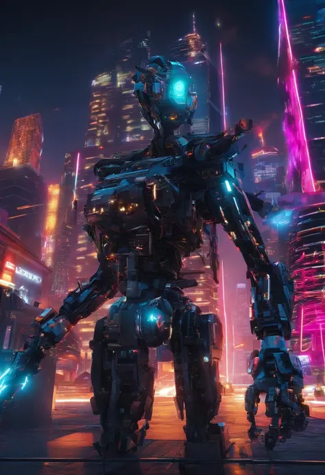 https://s.mj.run/MCvN-hggAD4  Mechgirls and mechguys engage in a neon-lit battle amidst towering skyscrapers, entwined in vibrant energy and pulsating motion. https://s.mj.run/_Q5B3oL-c8c --ar 16:9 --v 4