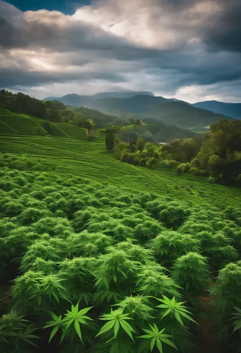 Please describe image of the most beautiful and robust cannabis plantation in the world