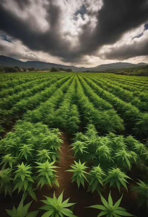 Please describe image of the most beautiful and robust cannabis plantation in the world