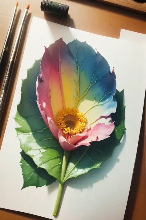 watercolor leaf flower