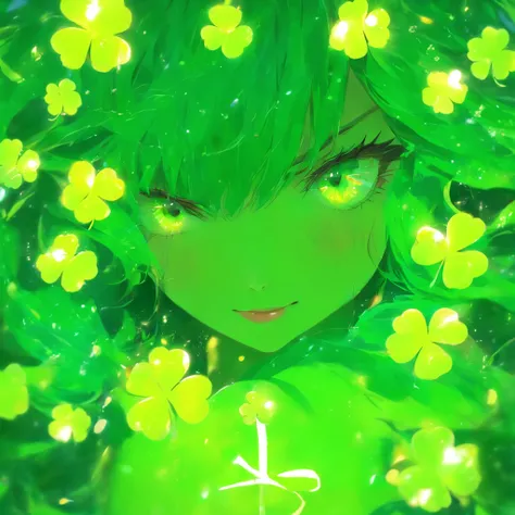 Anime girls with green drinks and clover drinks, light green tone beautiful face, adorable digital art, Cute detailed digital art, Realistic cute girl painting, Beautiful anime girl, cute beautiful, anime visual of a cute girl, lovely art style, Cute anime...