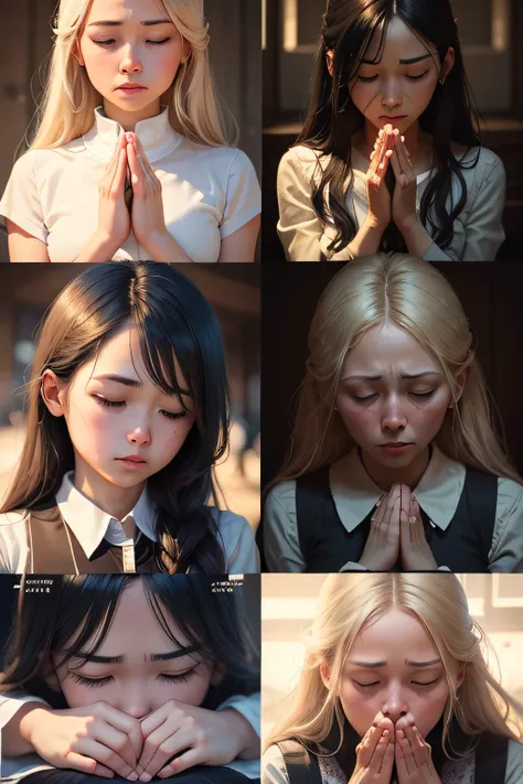 Images of a person praying for someone who has hurt them. This image can illustrate the concept of grace and mercy, that are essential for forgiveness.