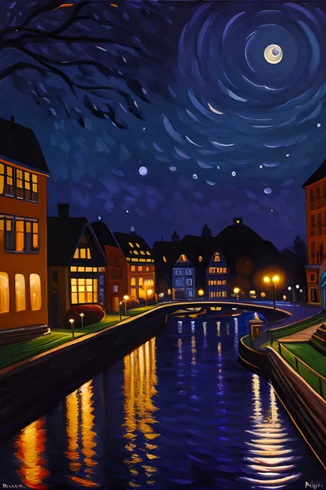 city moonlight，dusk,  lodge,autumn