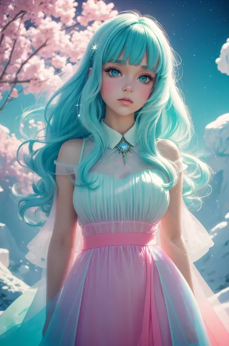 (fluorescent colors:1.4),(translucent:1.4),(retro filters:1.4), (fantasy:1.4), candy world Disney land ethereal soft fluffy soft landscape forest snowavatar Pastel pink sky green blue sparkle ethereal light pastel whimsical light rainbow stars diamonds spa...