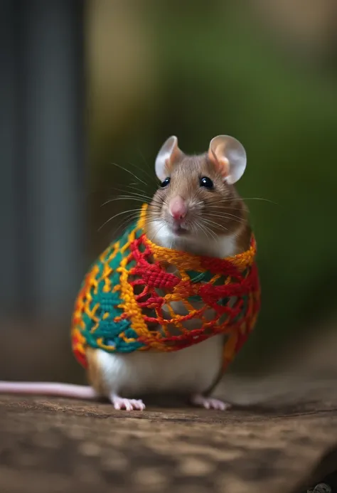 Mouse with colorful lattice neck