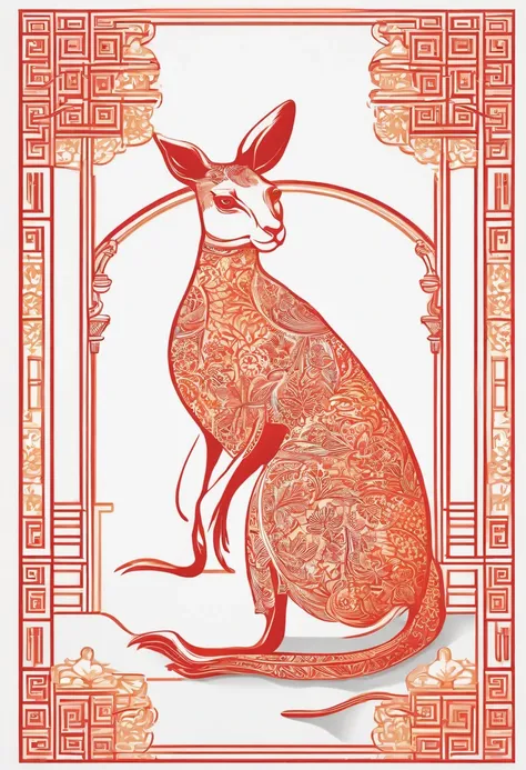 Help me design a logo，Include kangaroos and cheongsam，Design with lines，Be very simple