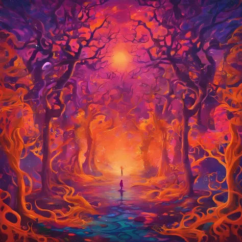 "(best quality, highres, ultra-detailed), The goddess casting mystical glowing spells in a haunted forest, orange and purple hues, portraits, vivid colors, extreme detail description, sharp focus, physically-based rendering, studio lighting, horror, witch,...