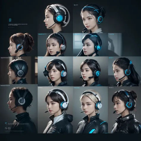 (8 headsets, 8 variations:1.5), Sci-Fi, futuristic design, natural form, Curvilinear details, masterpiece, photoreal