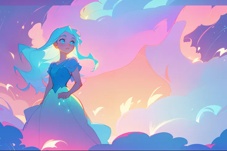 beautiful girl in flowing ballgown, inspired by Glen Keane, inspired by Lois van Baarle, disney art style, by Lois van Baarle, glowing aura around her, by Glen Keane, jen bartel, glowing lights! digital painting, flowing glowing hair, glowing flowing hair,...