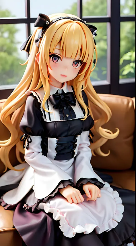 best quality, masutepiece, 1 girl, my, (slender:1.3), medium breasts, (blonde hair:1.3), long hair, wavy hair, twin-tailed, (blu...